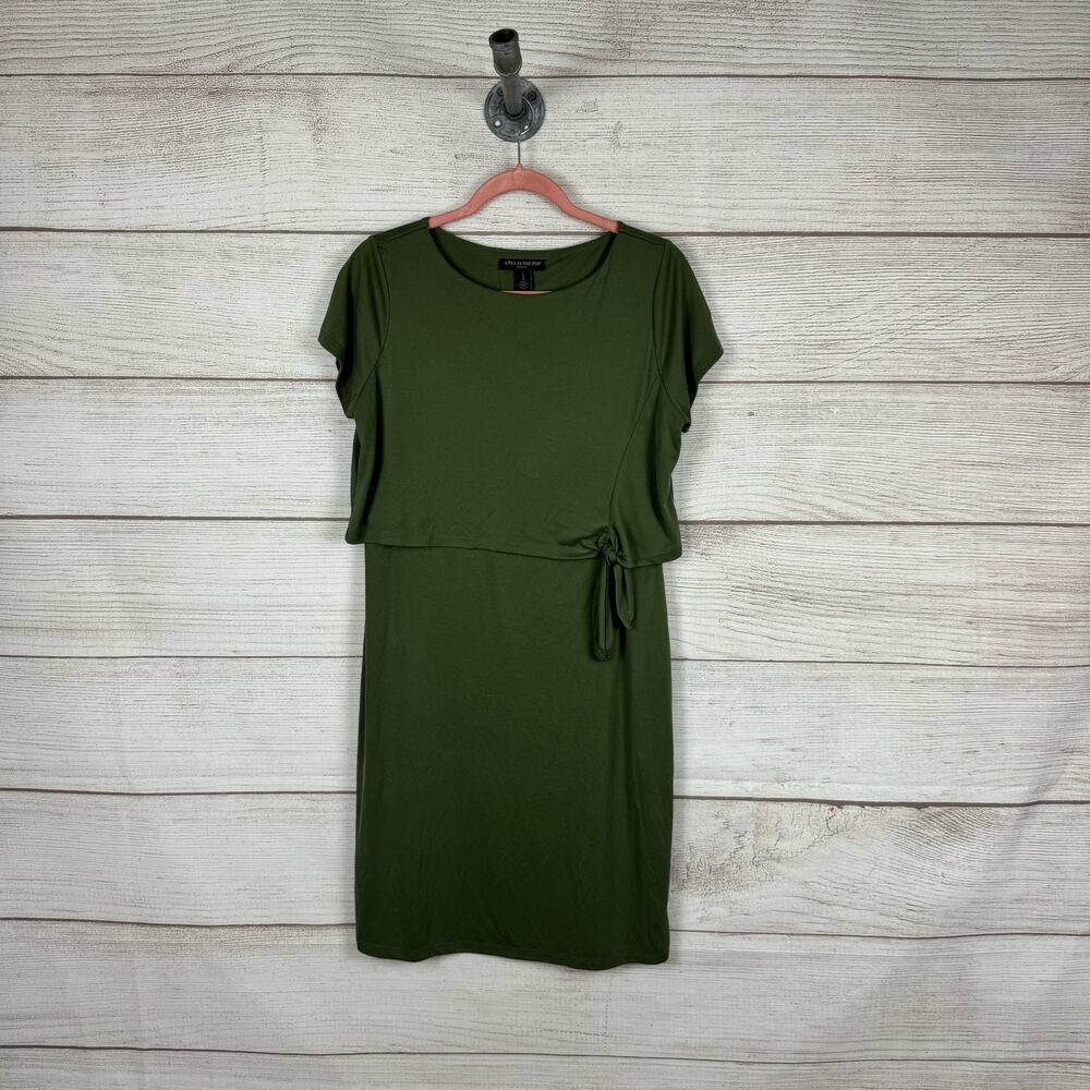 A Pea In The Pod Women's Olive Green Nursing Ribbed Dress Size Large